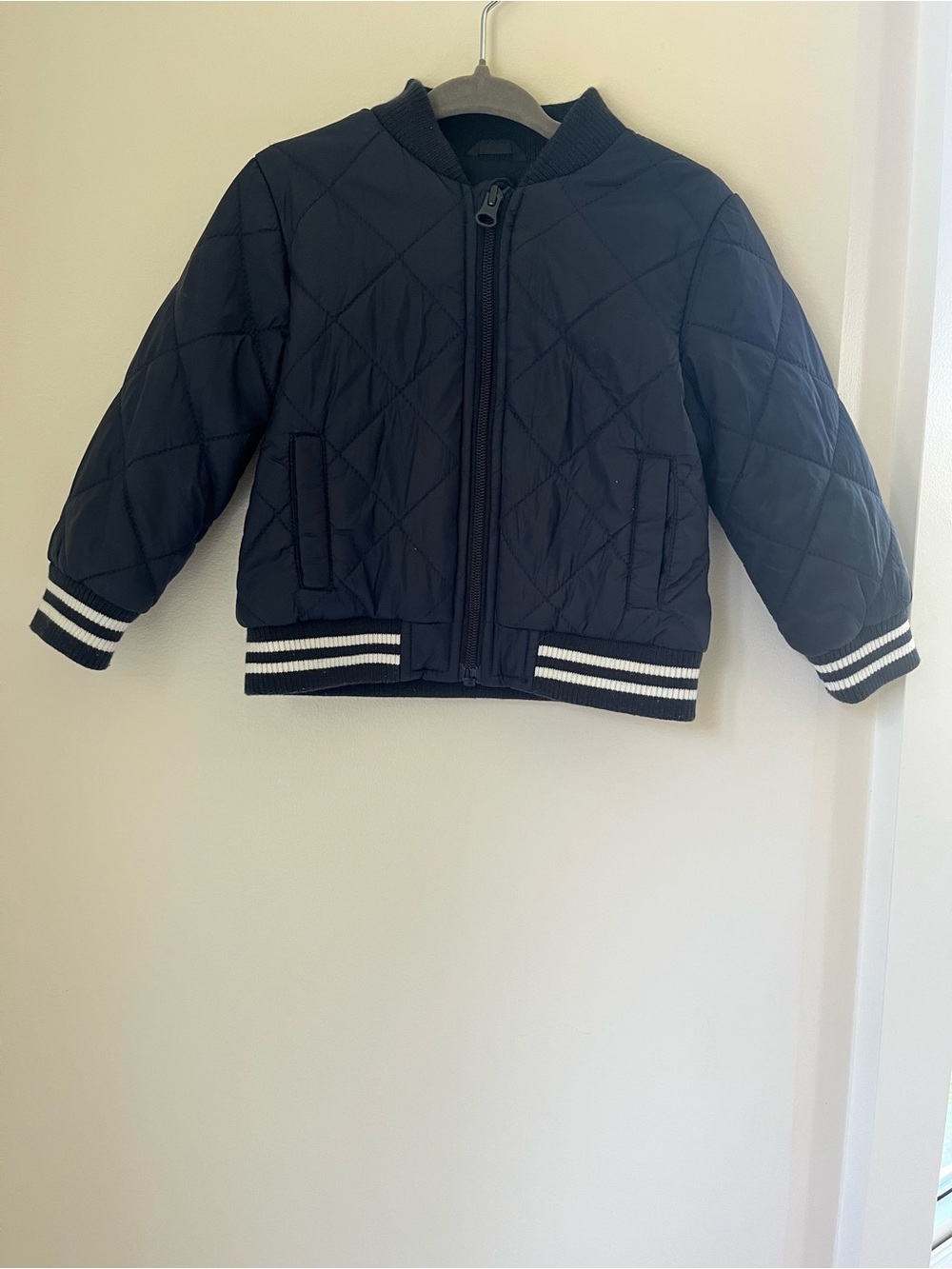 12-18M Padded Navy Quilted Bomber Jacket
